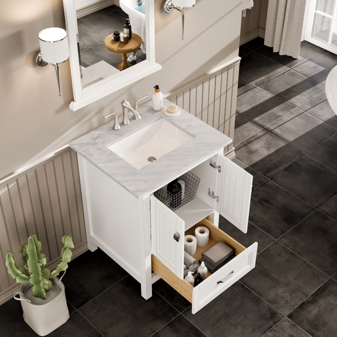Eviva Britney 24 Inch Transitional White Bathroom Vanity