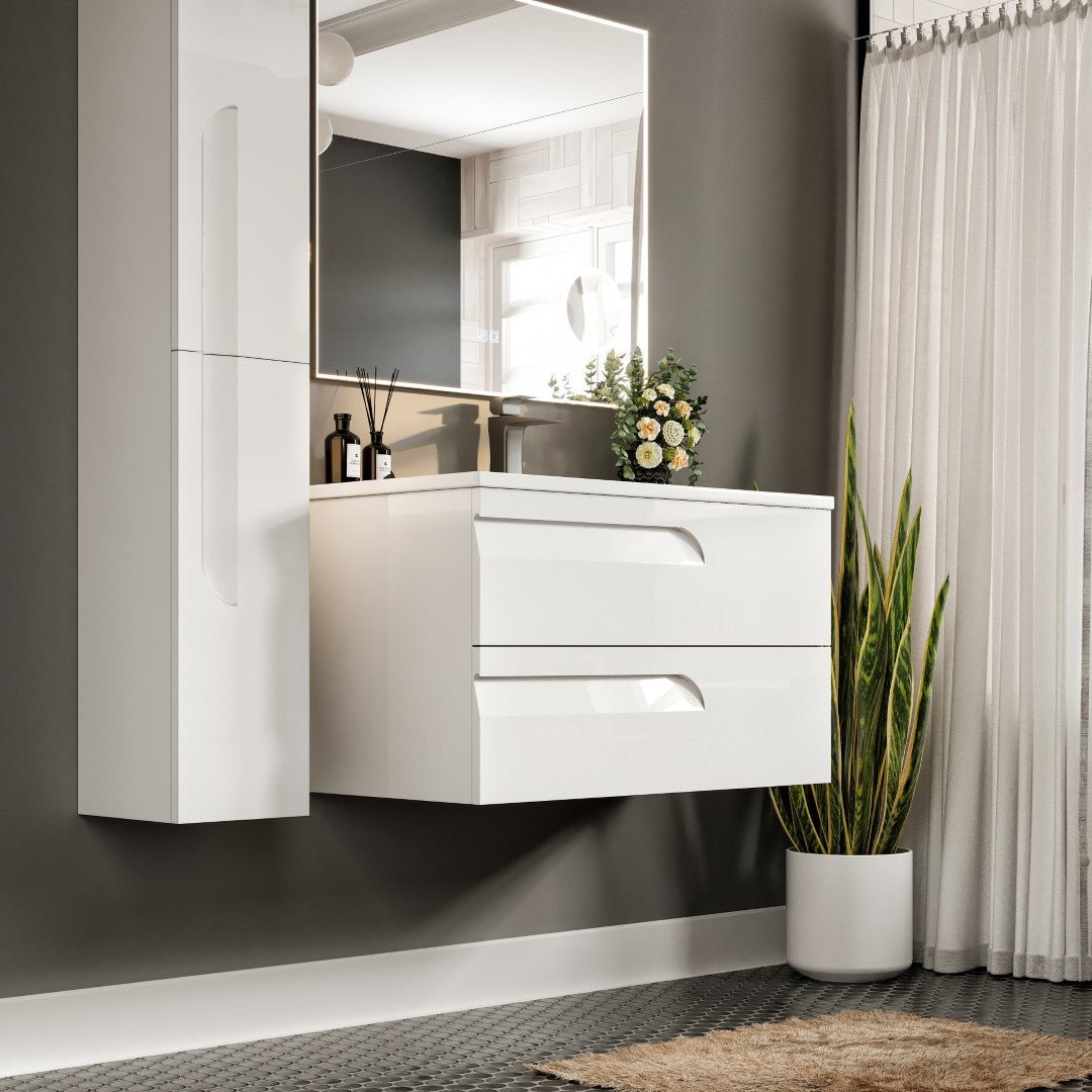 Joy 40 in. White Wall Mount Single Sink Bath Vanity with Porcelain Top and Integrated Sink - Bathroom Vanity by Eviva