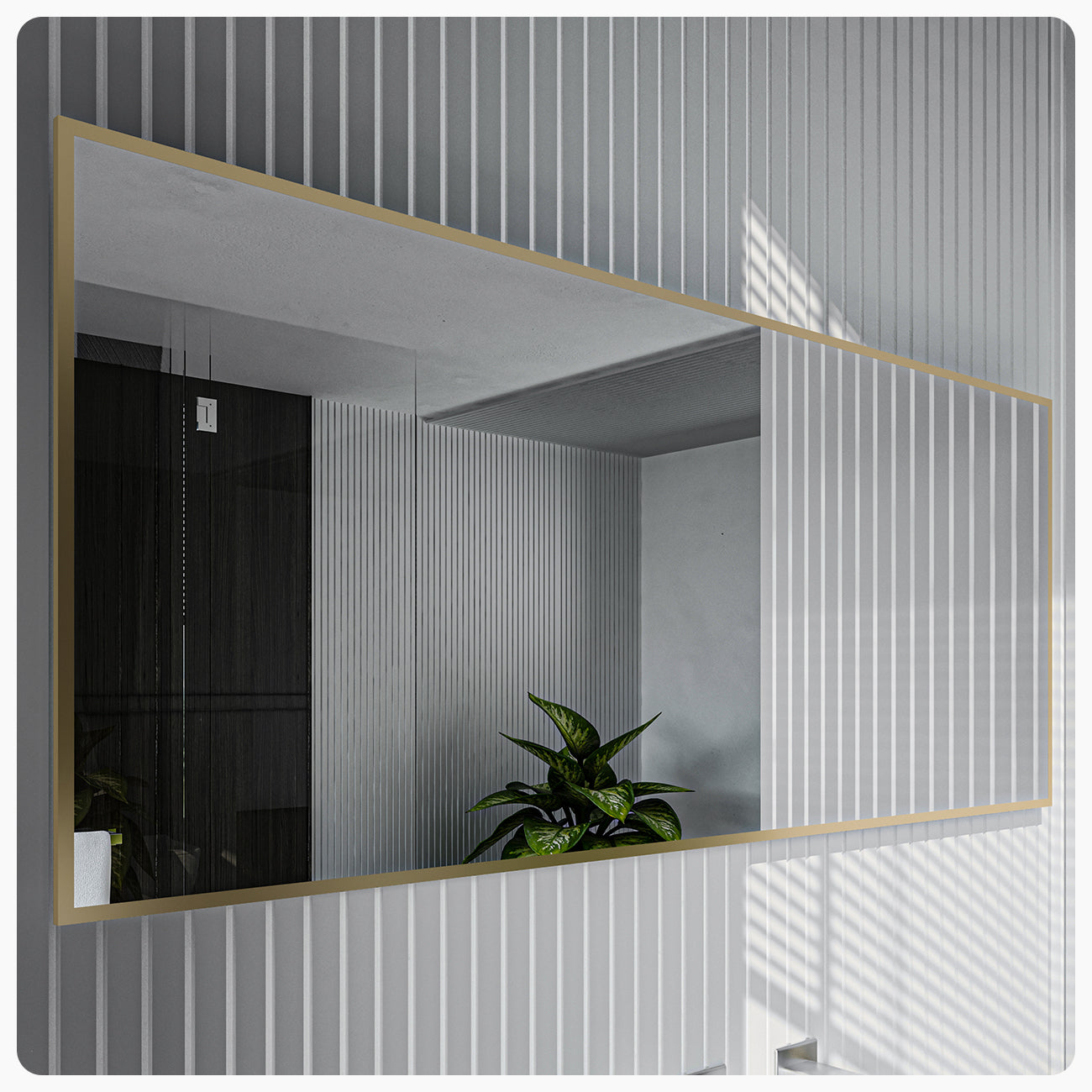 Eviva Gold 72" x 30" Rectangular Gold Metal Framed Mirror