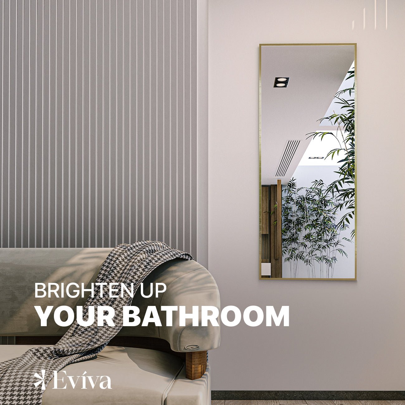Eviva Aureline 72" x 30" Rectangular Gold Stainless Steel Framed Mirror - Mirror by Eviva