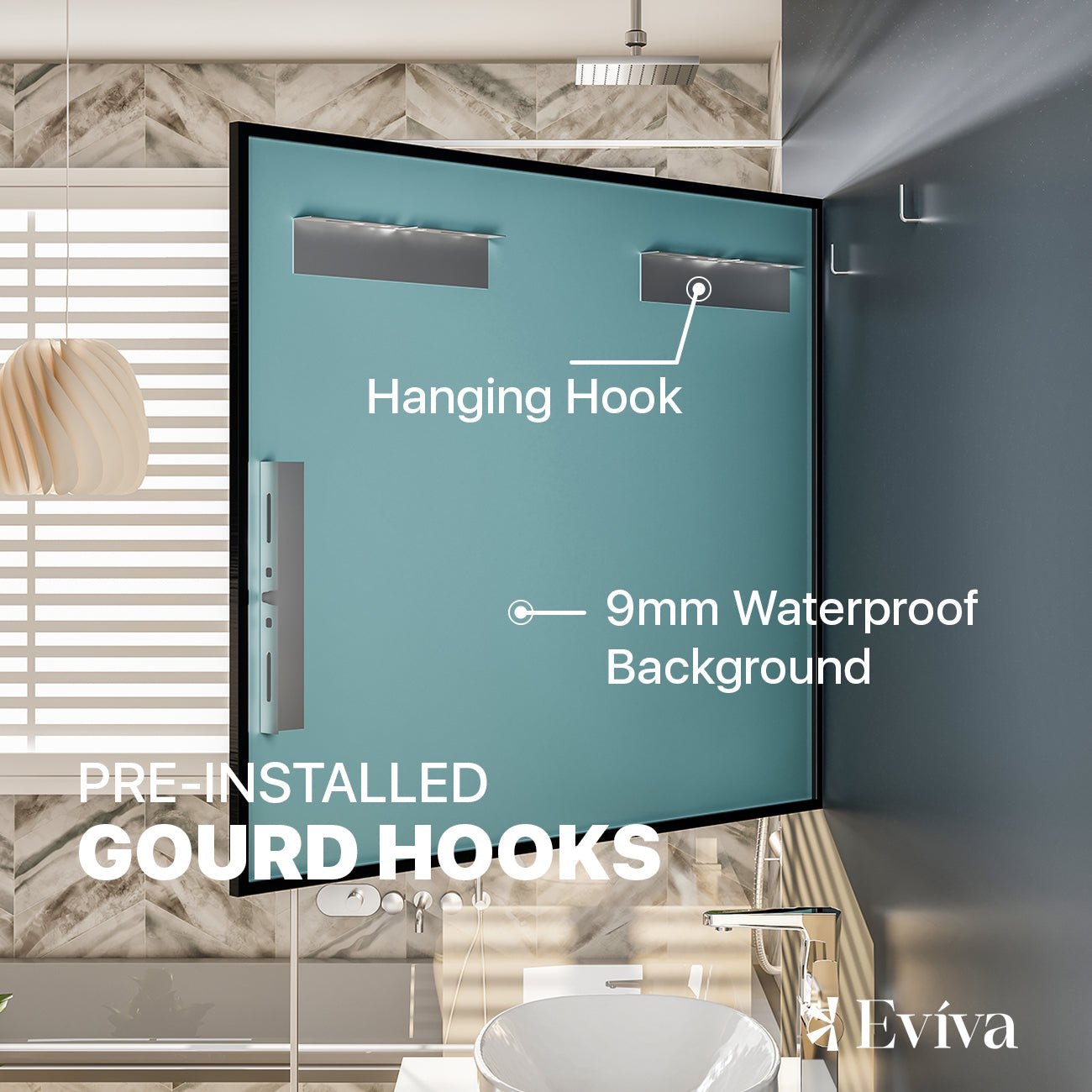 Eviva Aureline 36" x 30" Rectangular Black Stainless Steel Framed Mirror - Mirror by Eviva