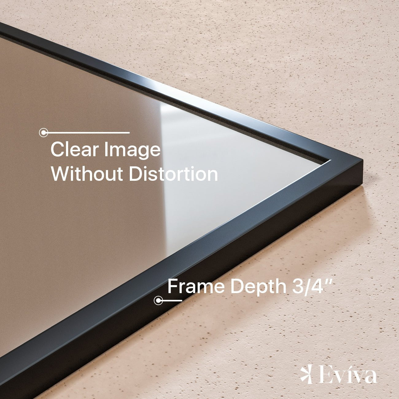 Eviva Aureline 48" x 30" Rectangular Black Stainless Steel Framed Mirror - Mirror by Eviva