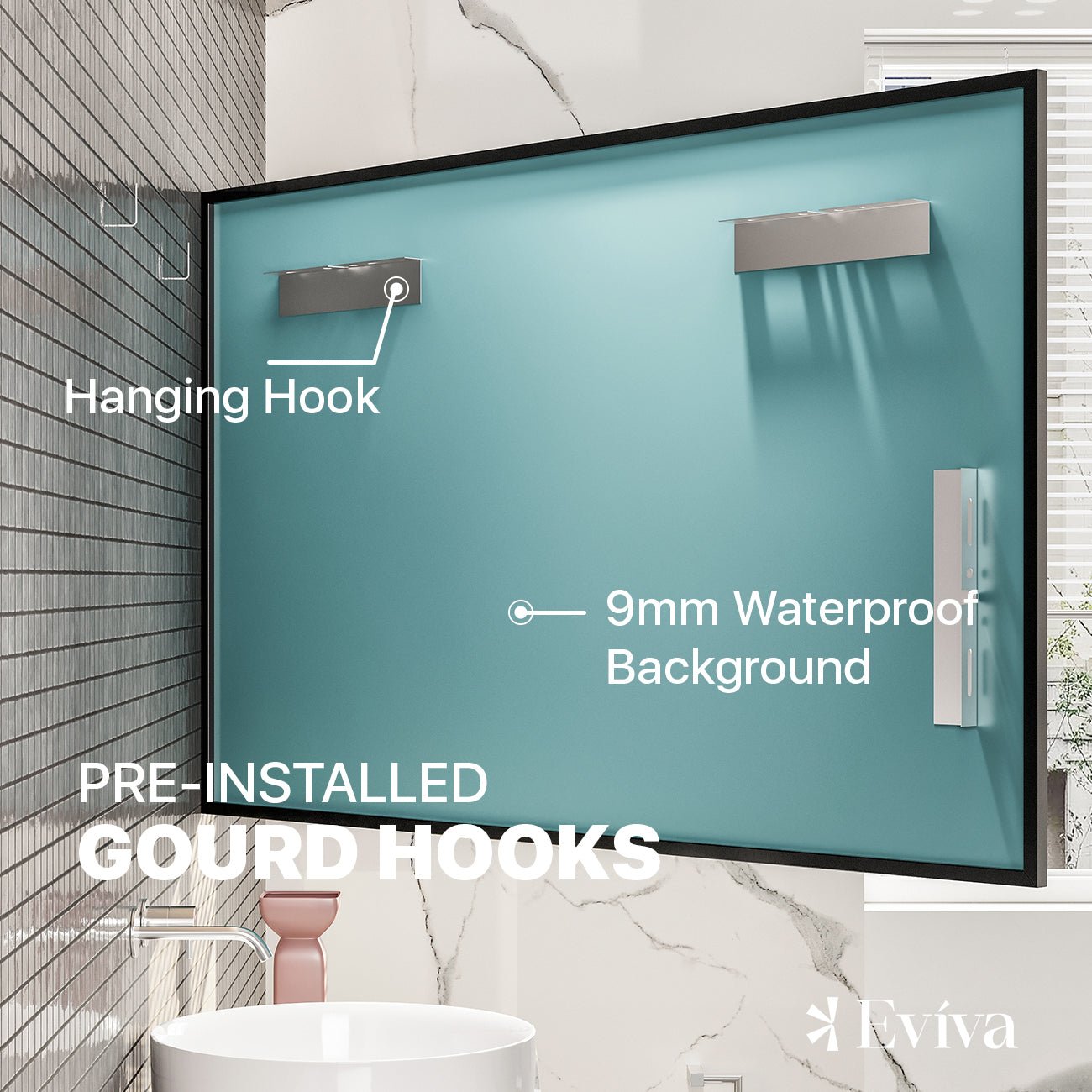 Eviva Aureline 48" x 30" Rectangular Black Stainless Steel Framed Mirror - Mirror by Eviva
