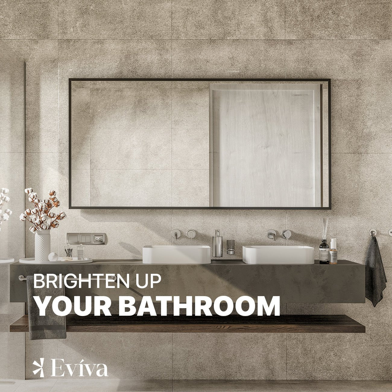 Eviva Aureline 60" x 30" Rectangular Black Stainless Steel Framed Mirror - Mirror by Eviva