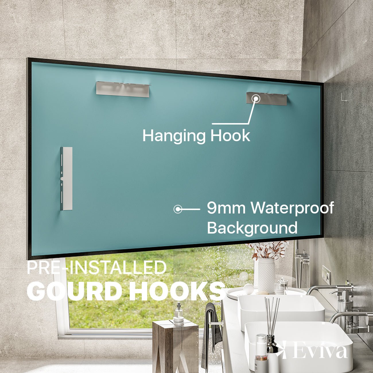 Eviva Aureline 60" x 30" Rectangular Black Stainless Steel Framed Mirror - Mirror by Eviva