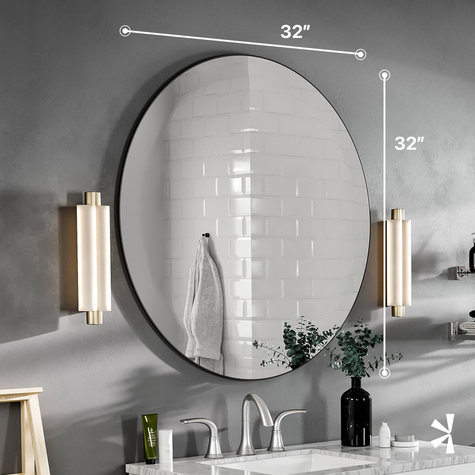 Eviva Round 32" x 32" Circle/Round Frameless Mirror