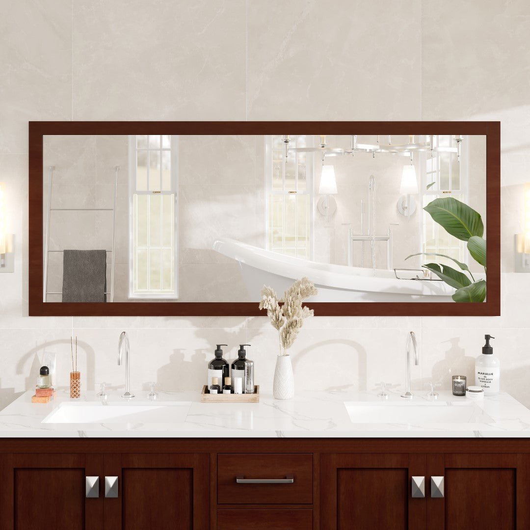 Eviva New York 60" x 30" Rectangular Teak Wooden Framed Mirror - Mirror by Eviva