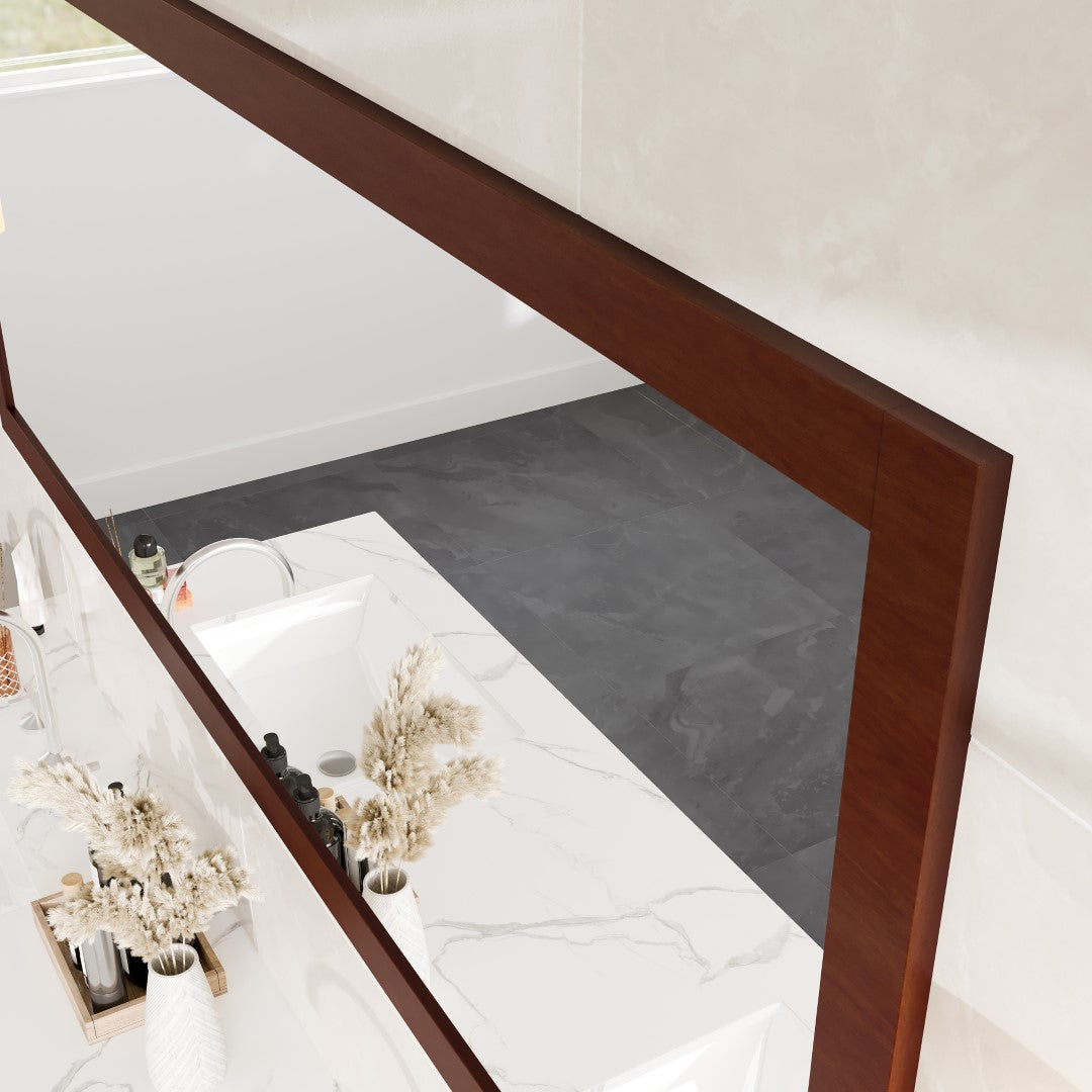 Eviva New York 60" x 30" Rectangular Brown Wooden Framed Mirror