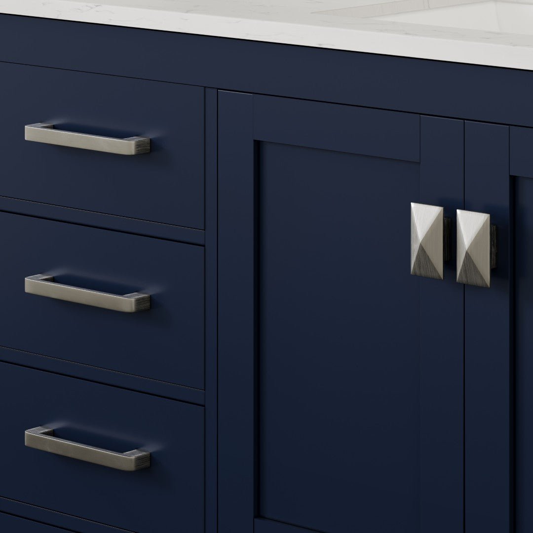 Aberdeen 54 in. Blue Single Sink Bath Vanity with Carrara Quartz Top and Undermount Porcelain Sink - Bathroom Vanity by Eviva