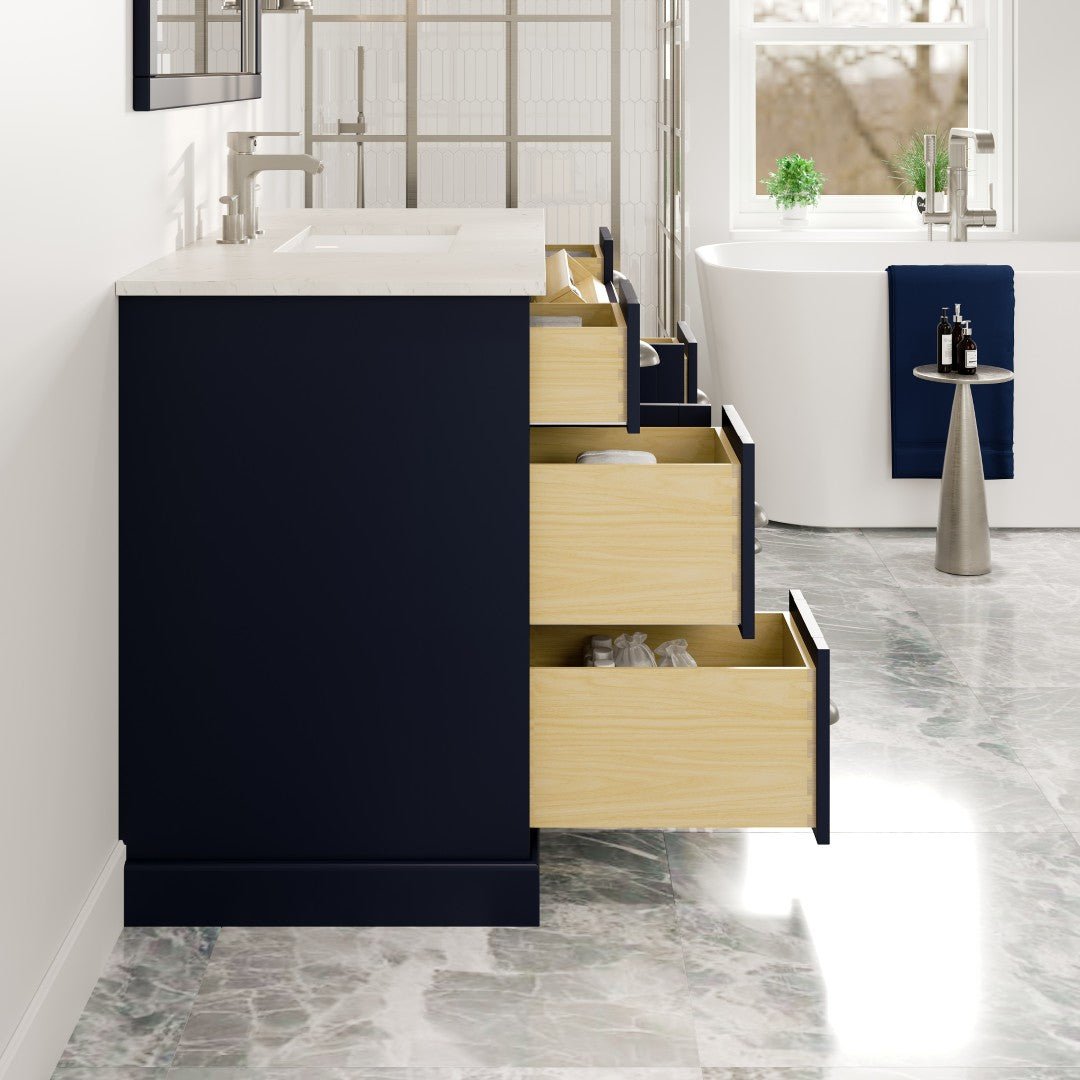 Epic 48 in. Blue Single Sink Bath Vanity with Carrara Quartz Top and Undermount Porcelain Sink - Bathroom Vanity by Eviva