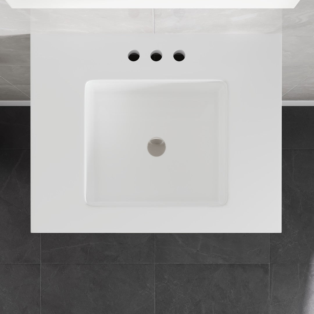 Cambridge 24 in. White Single Sink Bath Vanity with Quartz Top and Undermount Porcelain Sink