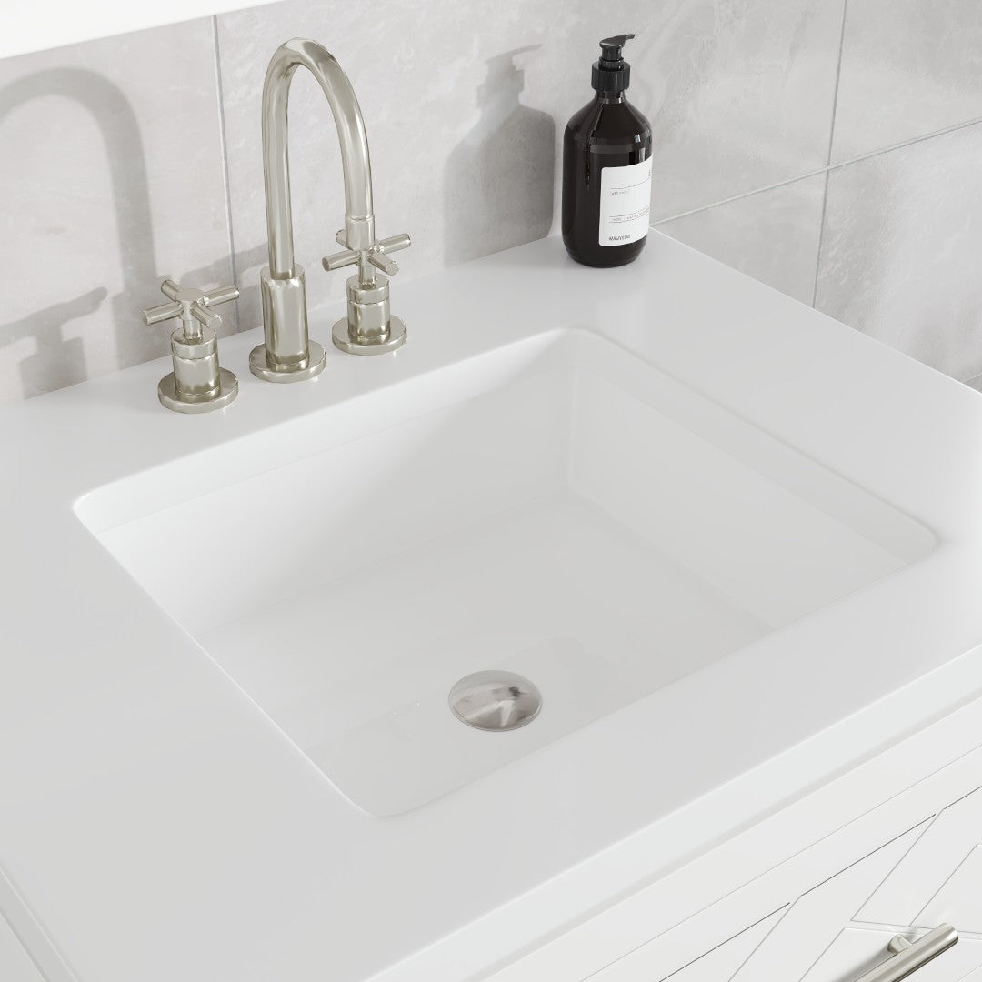Cambridge 24 in. White Single Sink Bath Vanity with Quartz Top and Undermount Porcelain Sink