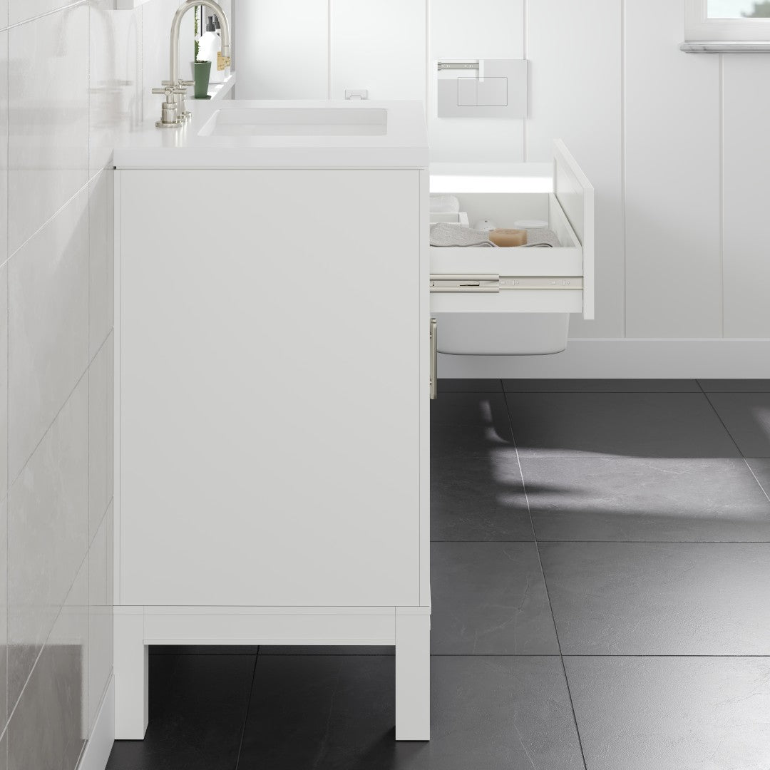 Cambridge 24 in. White Single Sink Bath Vanity with Quartz Top and Undermount Porcelain Sink