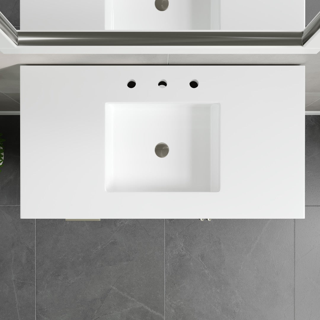 Cambridge 36 in. White Single Sink Bath Vanity with Quartz Top and Undermount Porcelain Sink