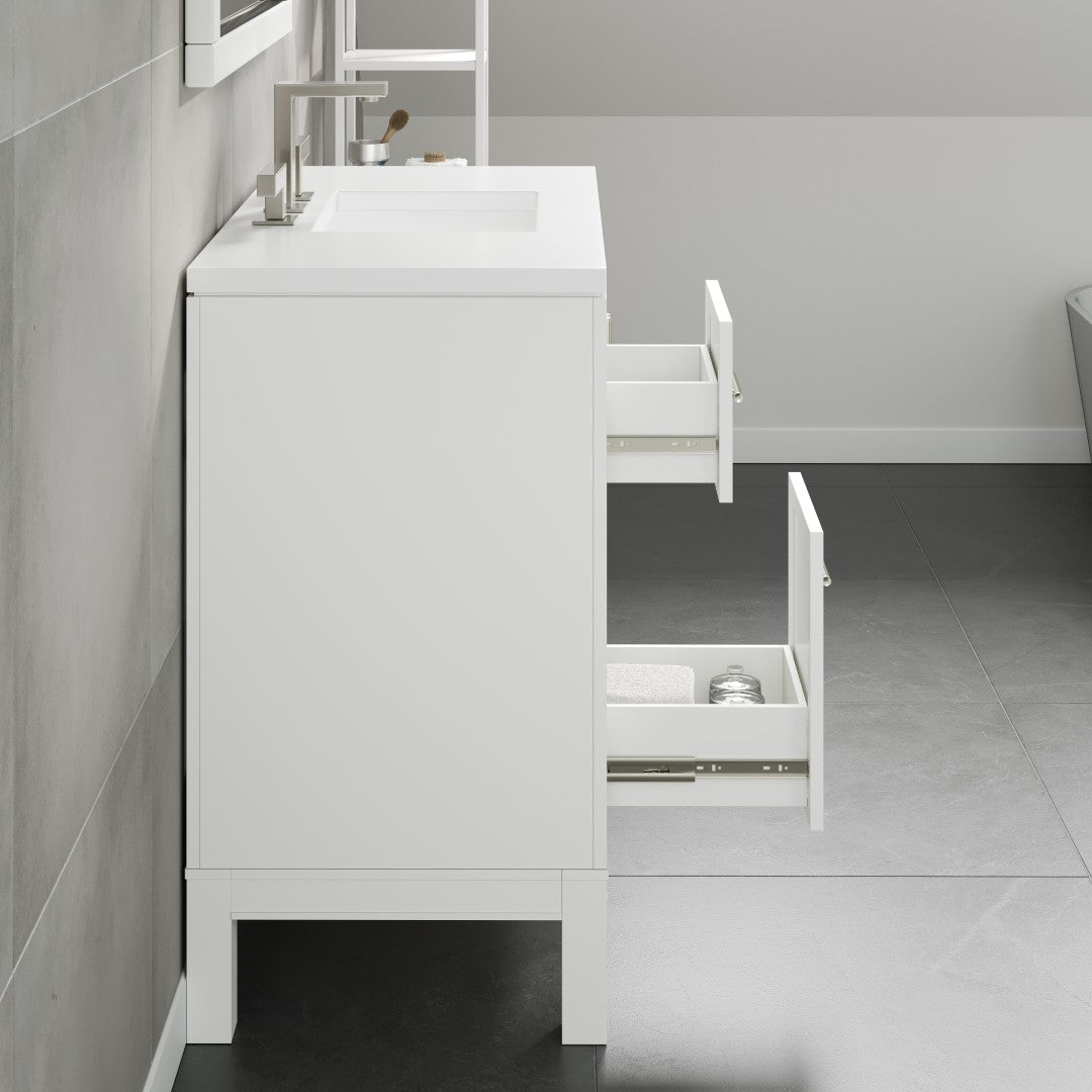 Cambridge 36 in. White Single Sink Bath Vanity with Quartz Top and Undermount Porcelain Sink