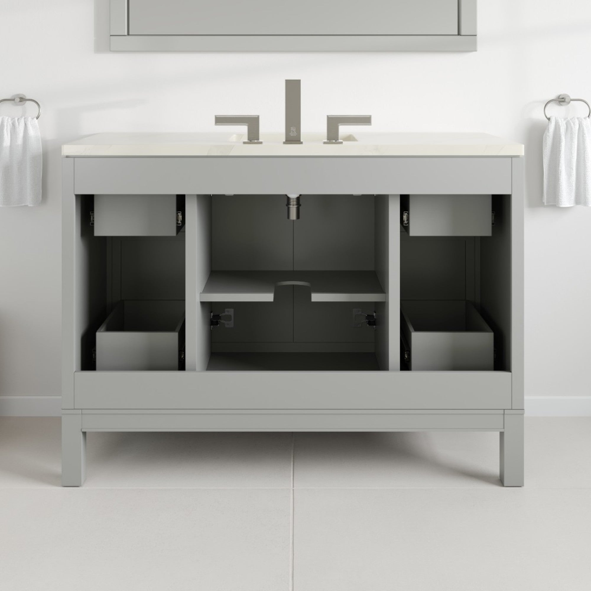 Cambridge 48 in. Gray Single Sink Bath Vanity with Quartz Top and Undermount Porcelain Sink