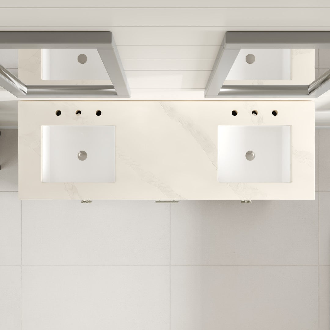 Cambridge 60 in. Gray Double Sink Bath Vanity with Quartz Top and Undermount Porcelain Sinks
