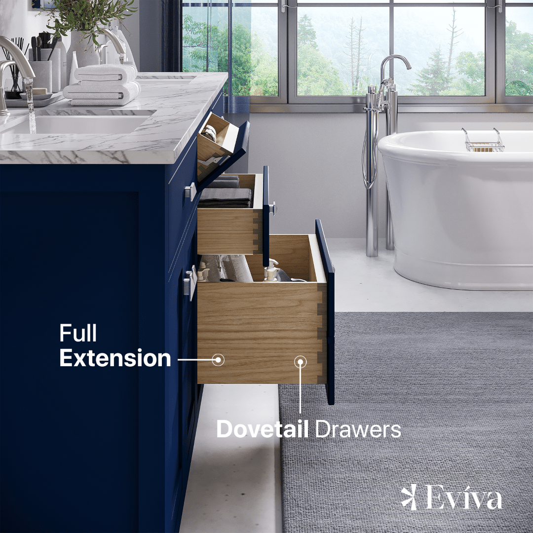 Artemis 72 in. Blue Double Sink Bath Vanity with Engineered Top and Undermount Porcelain Sinks - Bathroom Vanity by Eviva