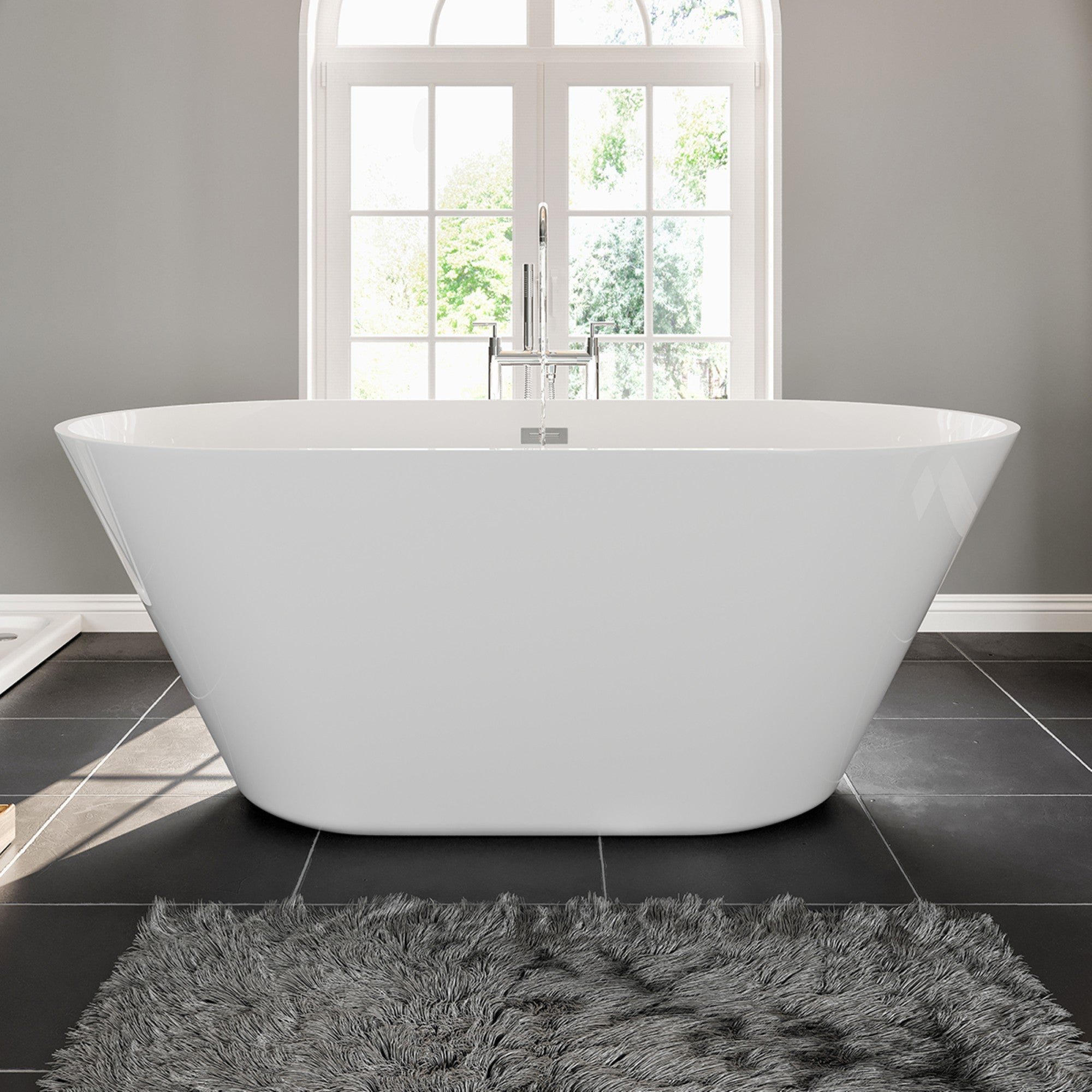 Eviva Aries 59" Glossy White Acrylic Freestanding Bathtub