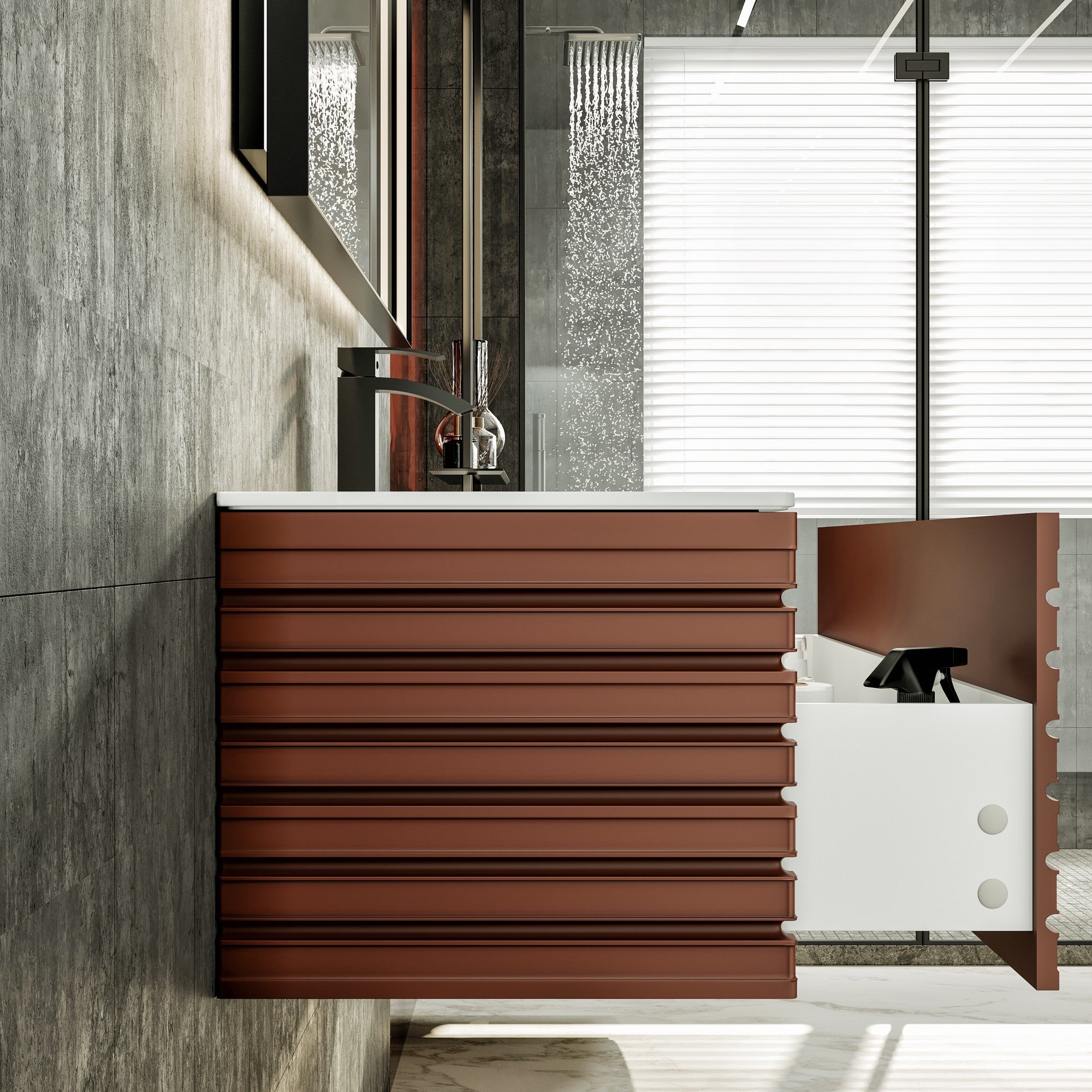 Dream 40 in. Terracotta Wall Mount Single Sink Bath Vanity with Solid Surface Top and Integrated Sink
