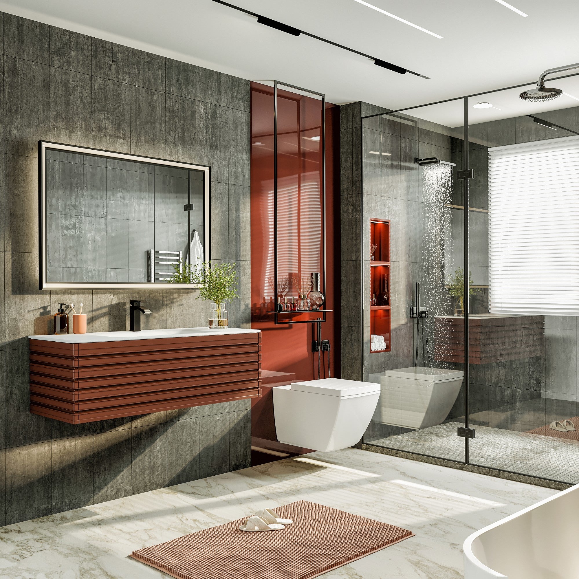Dream 40 in. Terracotta Wall Mount Single Sink Bath Vanity with Solid Surface Top and Integrated Sink
