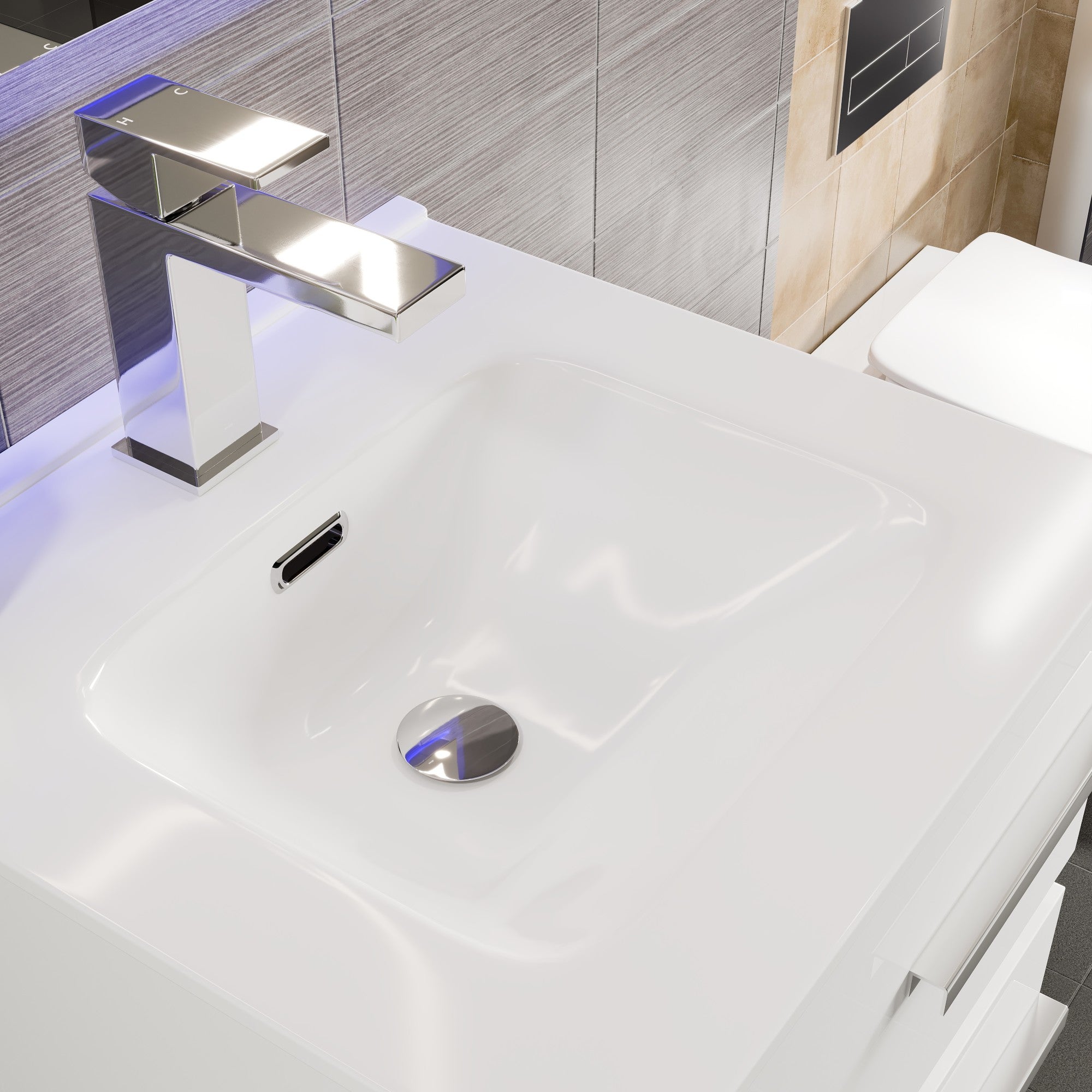 Deluxe 20 in. White Single Sink Bath Vanity with Porcelain Top and Integrated Sink