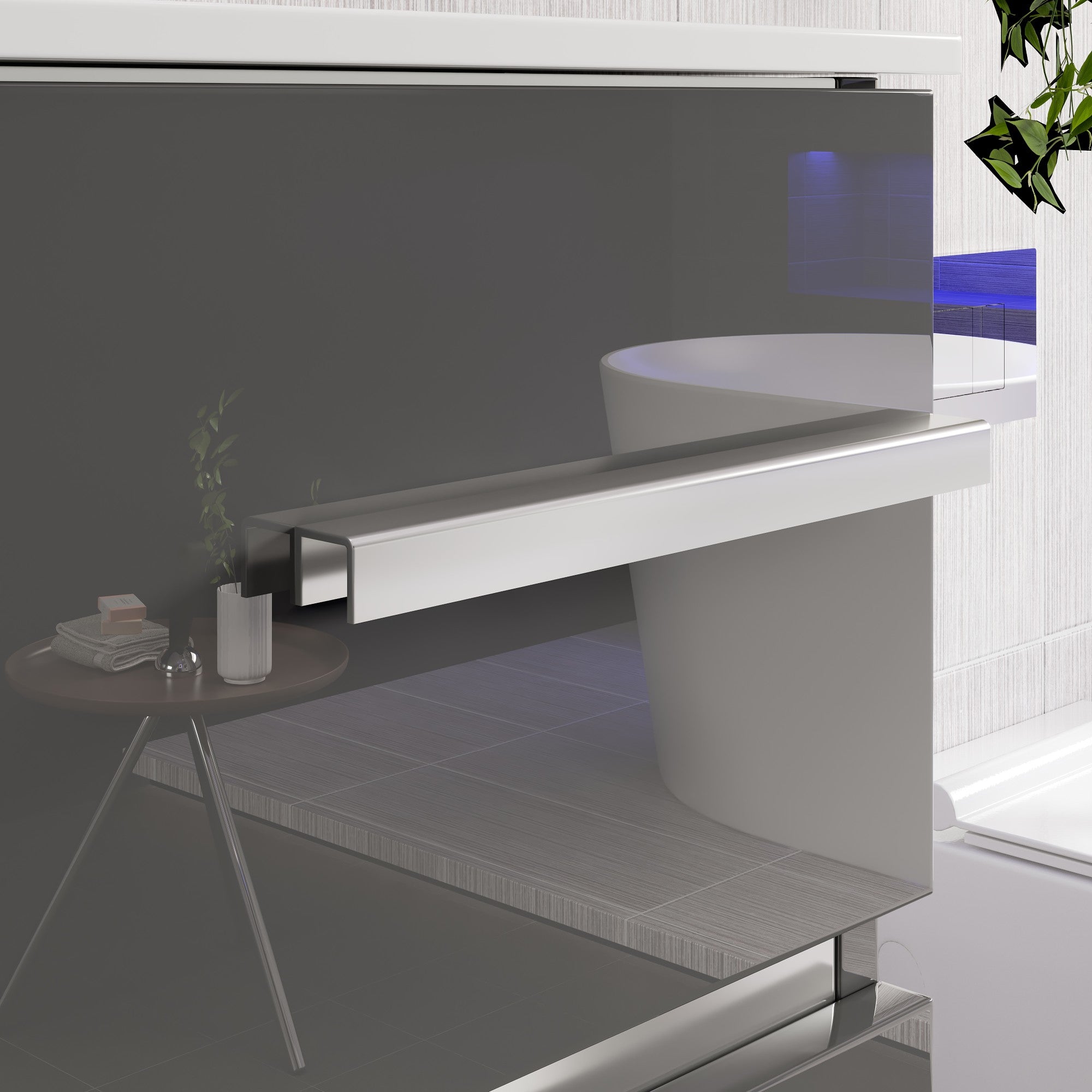 Deluxe 20 in. Gray Single Sink Bath Vanity with Porcelain Top and Integrated Sink