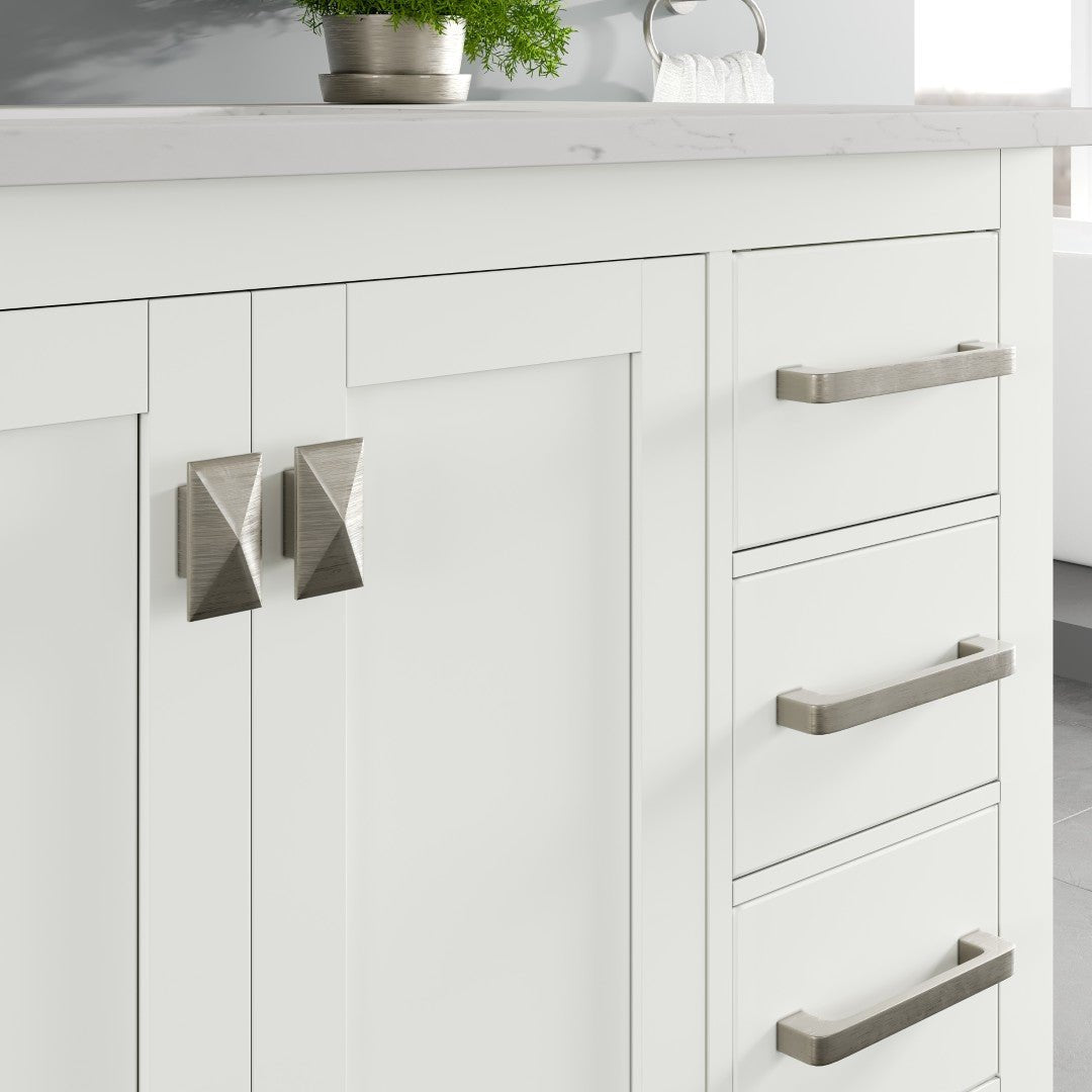 London 42 in. White Single Sink Bath Vanity with Carrara Quartz Top and Undermount Porcelain Sink - Bathroom Vanity by Eviva