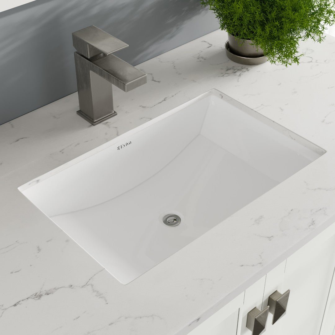 London 42 in. White Single Sink Bath Vanity with Carrara Quartz Top and Undermount Porcelain Sink - Bathroom Vanity by Eviva