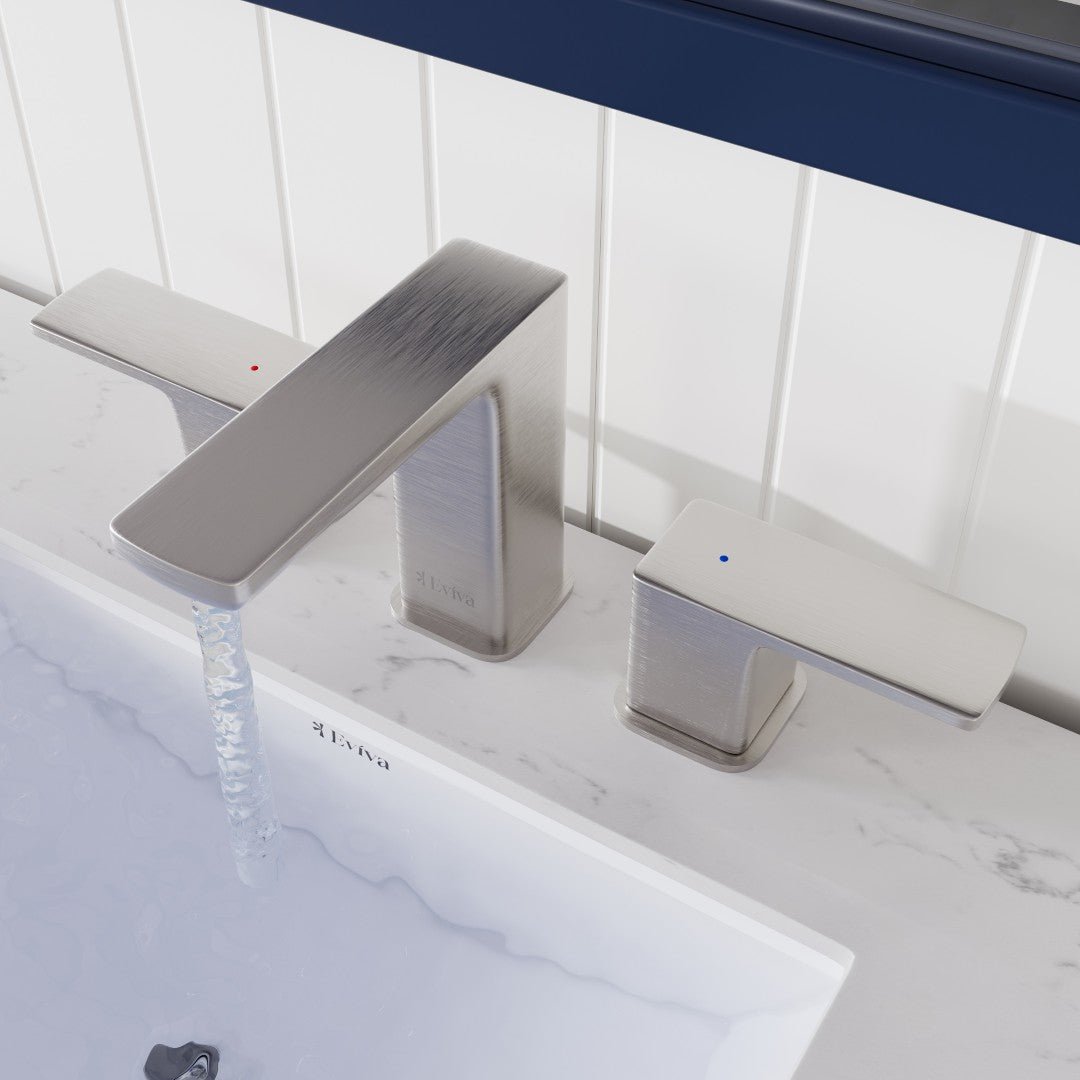 Eviva Moderna 2 - Handle Waterfall Widespread Bathroom Faucet with Deckplate Included in Brushed Nickel - Bathroom Faucet by Eviva