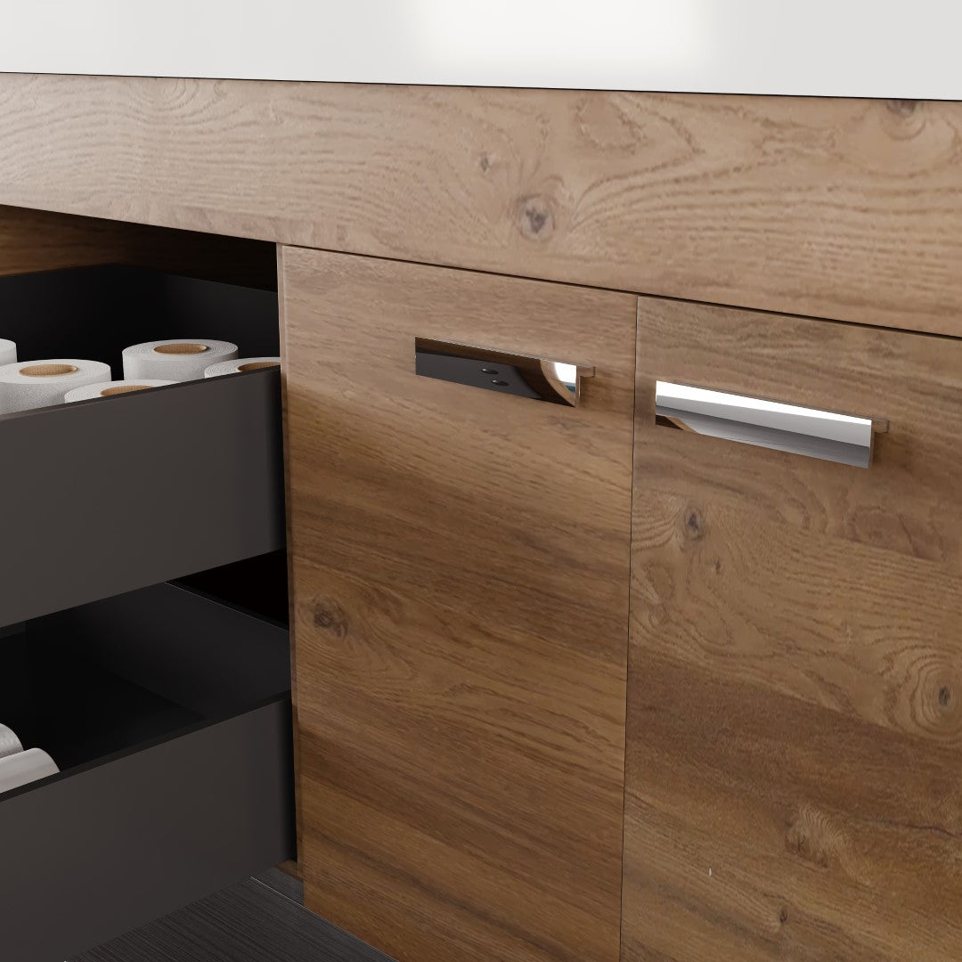 Lugano 60 in. Natural Oak Wall Mount Double Sink Bath Vanity with Acrylic Top and Integrated Sinks
