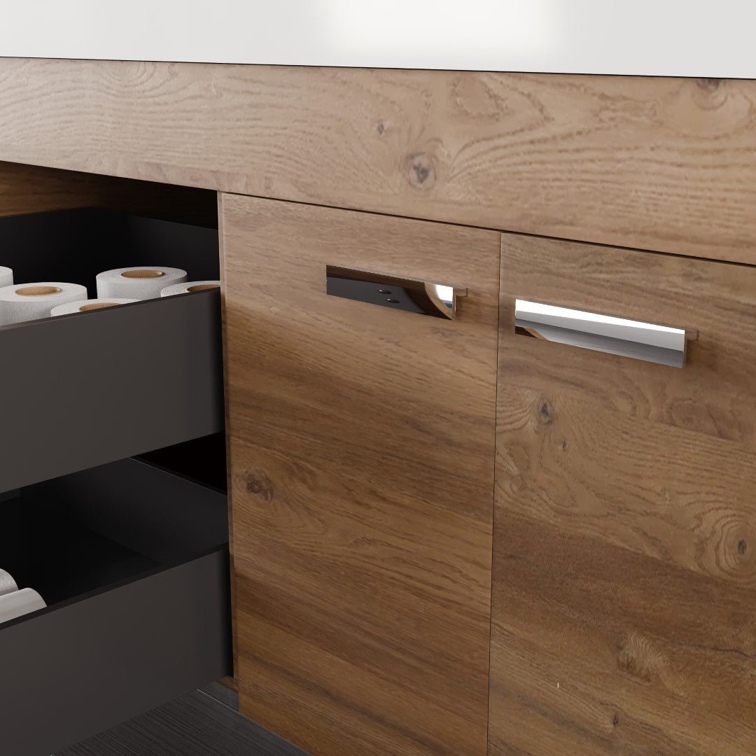 Lugano 60 in. Natural Oak Wall Mount Double Sink Bath Vanity with Acrylic Top and Integrated Sinks - Bathroom Vanity by Eviva