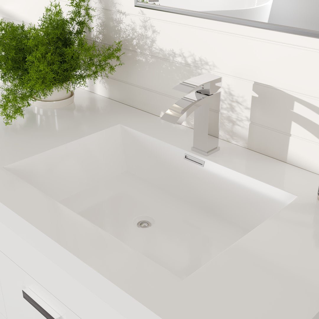 Lugano 72 in. White Wall Mount Double Sink Bath Vanity with Acrylic Top and Integrated Sinks - Bathroom Vanity by Eviva