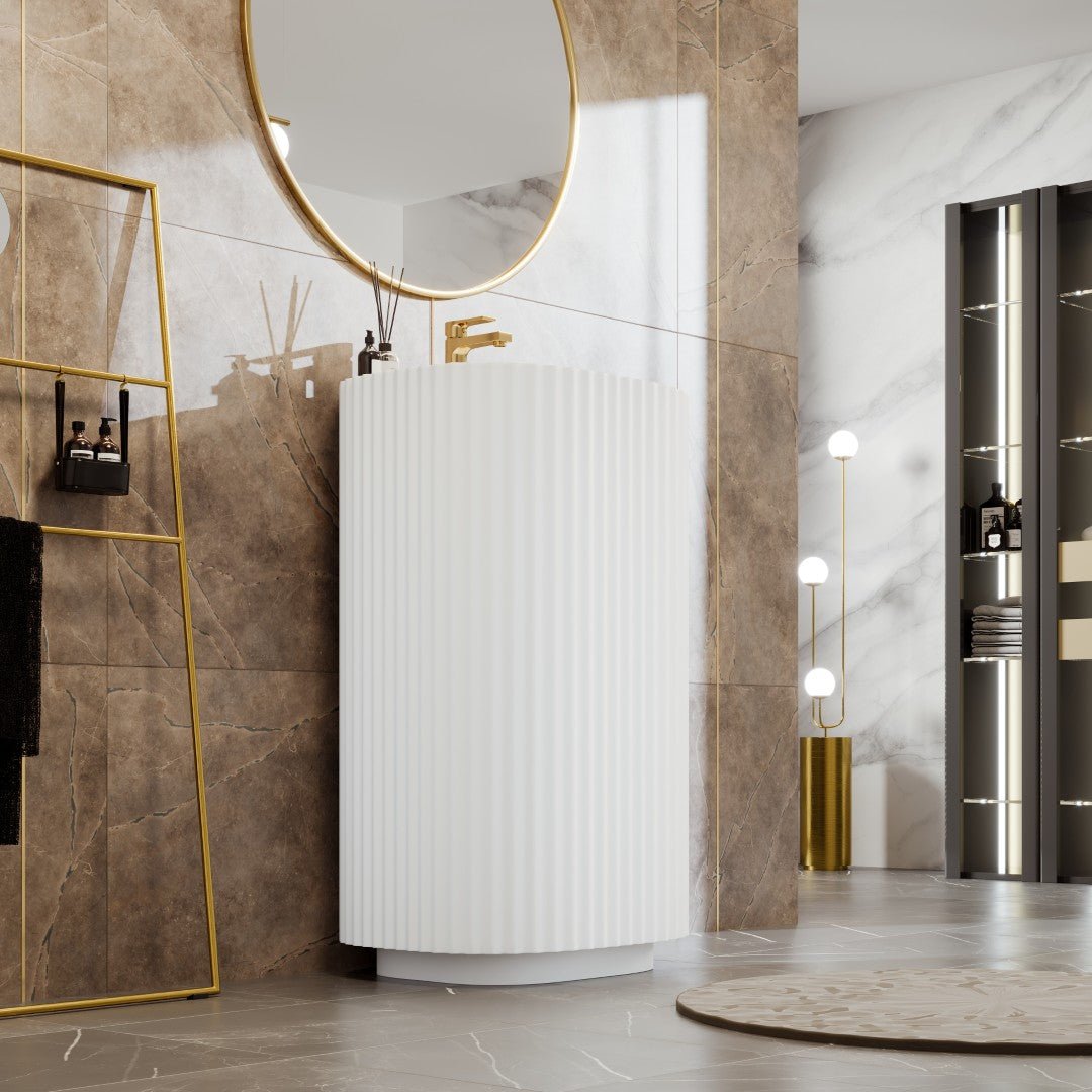 Eviva Haven 20" Solid Surface Pedestal Sink - by Eviva