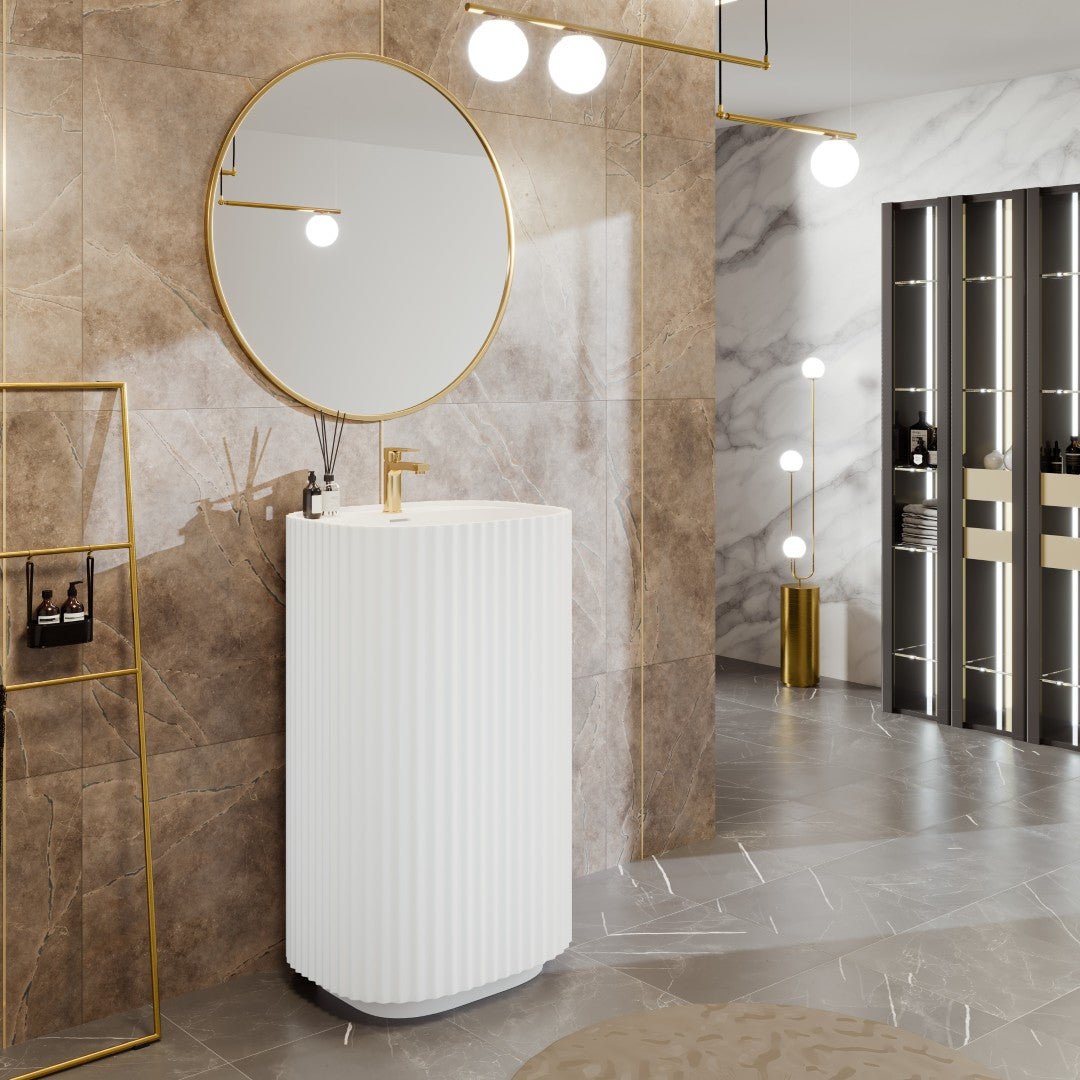 Eviva Haven 20" Solid Surface Pedestal Sink - by Eviva