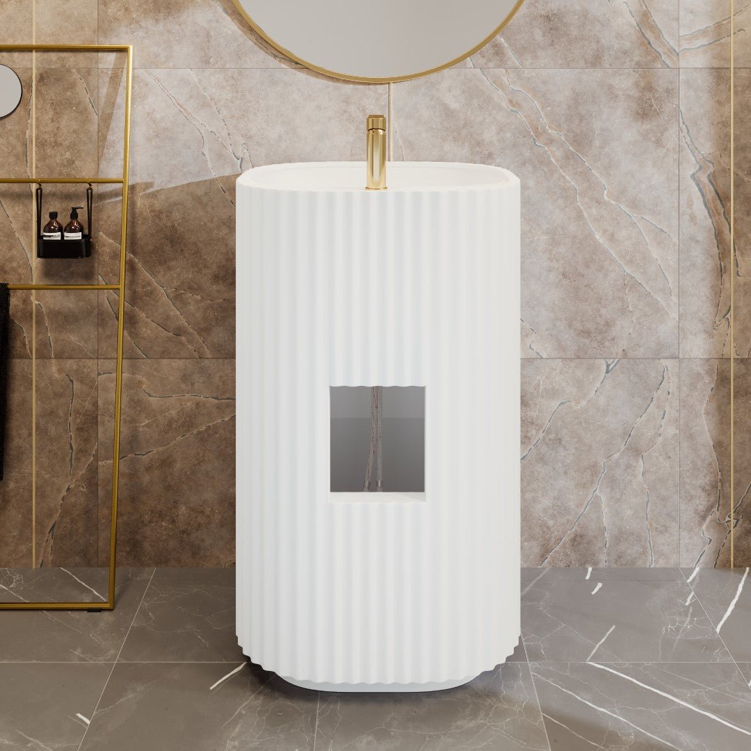 Eviva Haven 20" Solid Surface Pedestal Sink - by Eviva