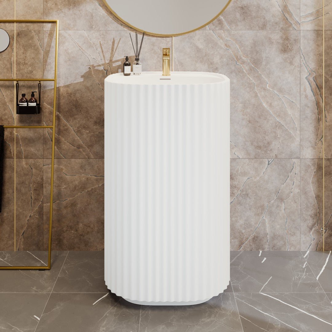 Eviva Haven 20" Solid Surface Pedestal Sink - by Eviva