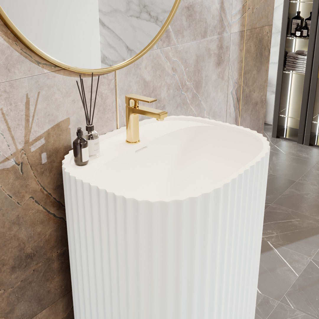 Eviva Haven 20" Solid Surface Pedestal Sink - by Eviva