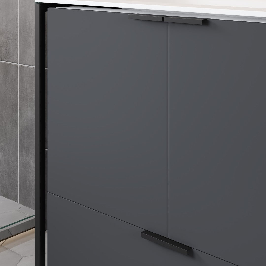 Onyx 34 in. Gray Wall Mount Single Sink Bath Vanity with Solid Surface Top and Integrated Sink