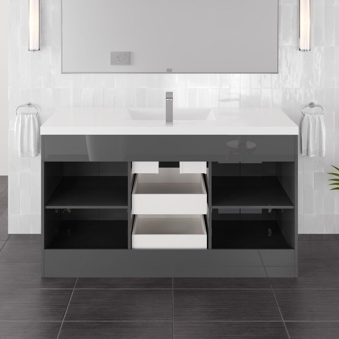 Lugano 60 in. Gray Single Sink Bath Vanity with Acrylic Top and Integrated Sink