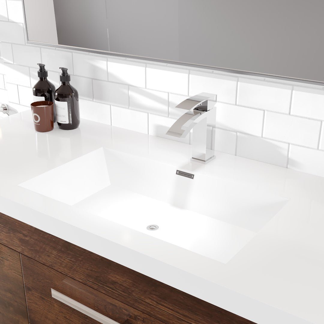 Lugano 60 in. Rosewood Single Sink Bath Vanity with Acrylic Top and Integrated Sink - Bathroom Vanity by Eviva