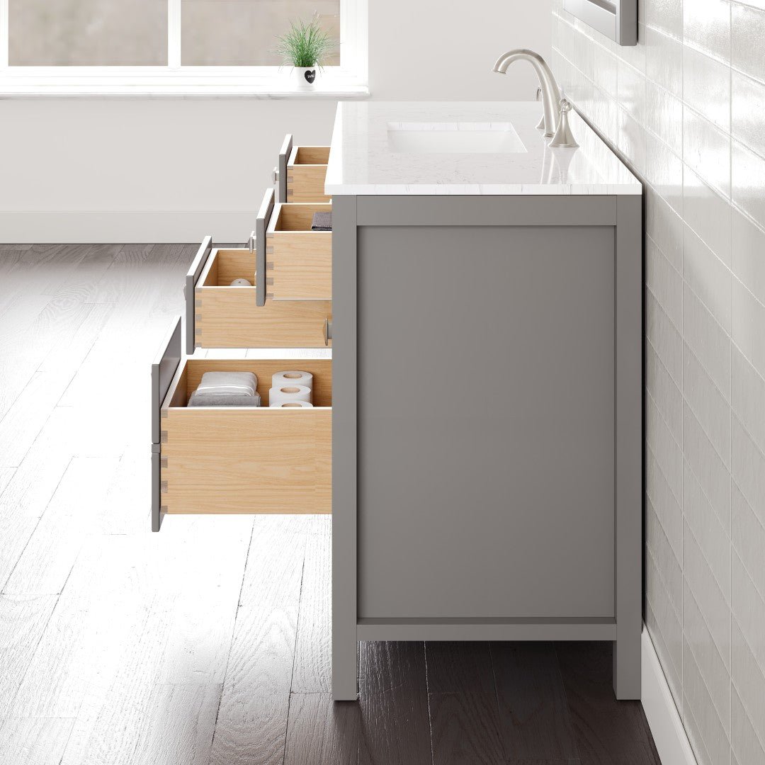Artemis 42 in. Gray Single Sink Bath Vanity with Engineered Stone Top and Undermount Porcelain Sink - Bathroom Vanity by Eviva