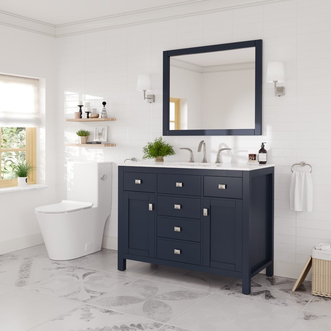Artemis 42 in. Blue Single Sink Bath Vanity with Engineered Stone Top and Undermount Porcelain Sink - Bathroom Vanity by Eviva