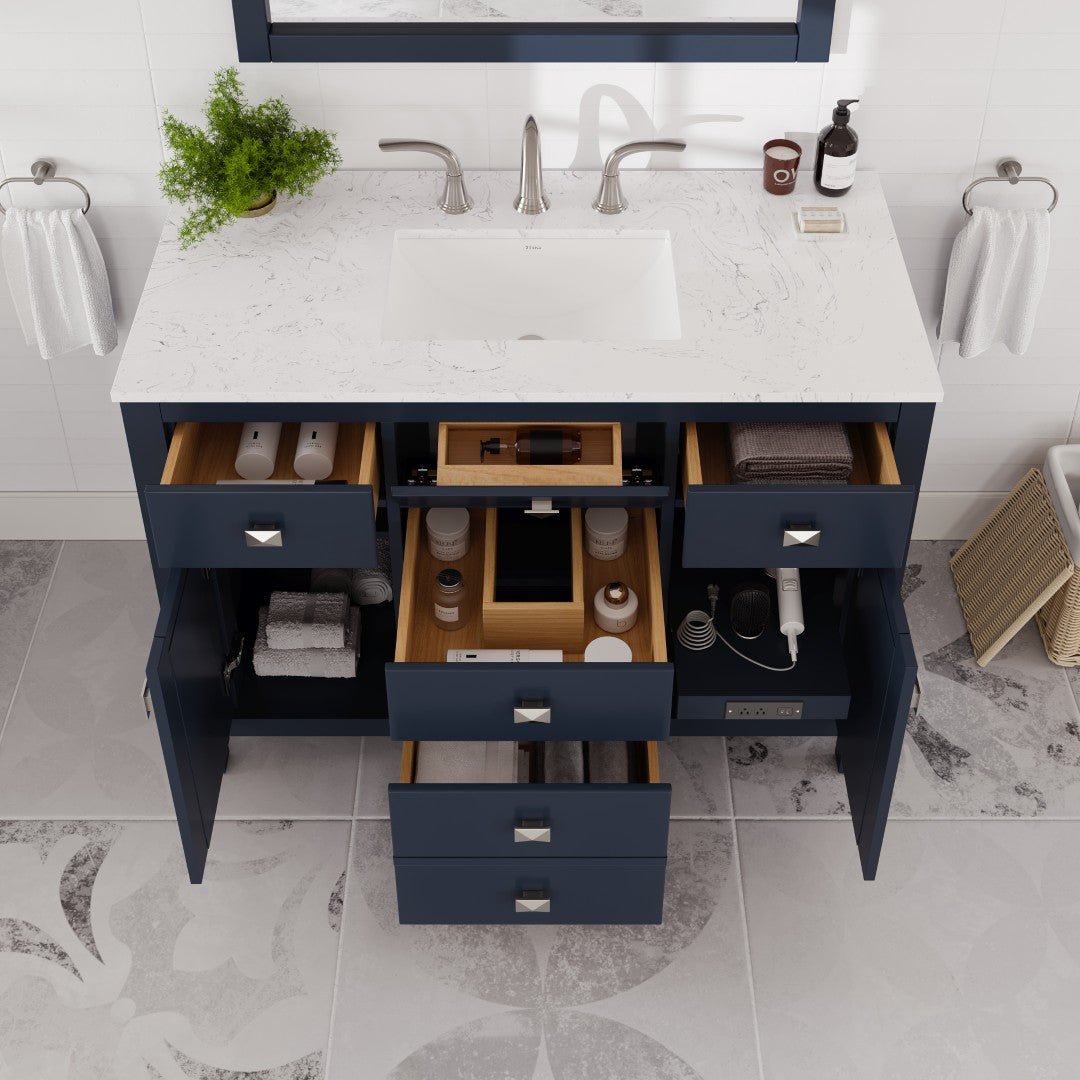 Artemis 42 in. Blue Single Sink Bath Vanity with Engineered Stone Top and Undermount Porcelain Sink - Bathroom Vanity by Eviva
