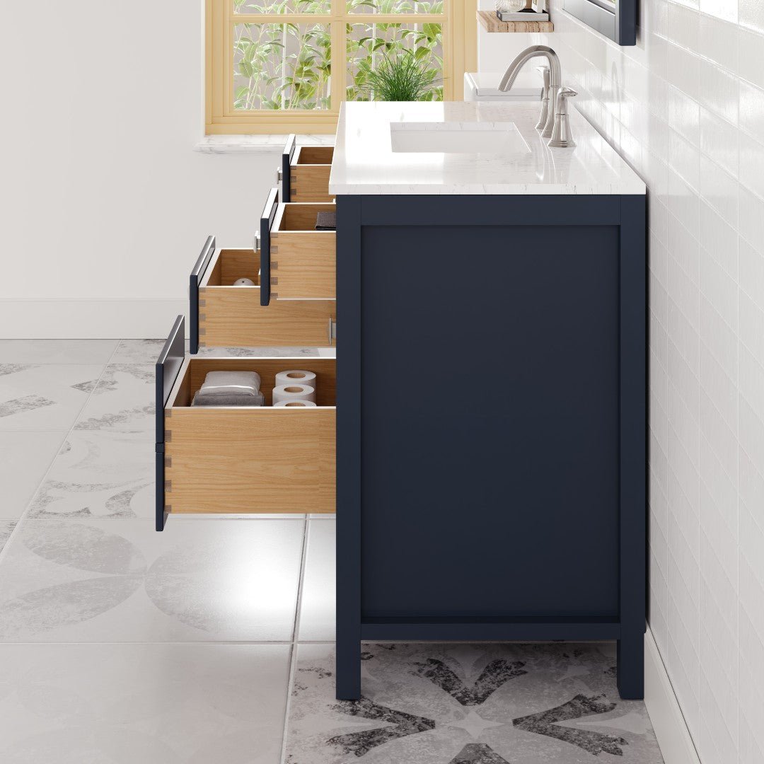Artemis 42 in. Blue Single Sink Bath Vanity with Engineered Stone Top and Undermount Porcelain Sink - Bathroom Vanity by Eviva
