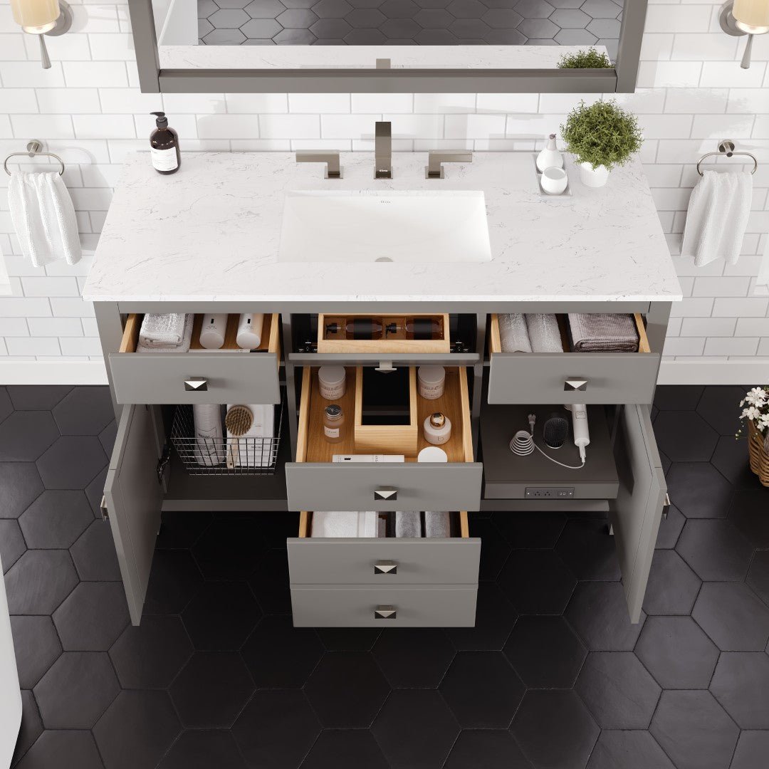 Artemis 48 in. Gray Single Sink Bath Vanity with Engineered Stone Top and Undermount Porcelain Sink - Bathroom Vanity by Eviva