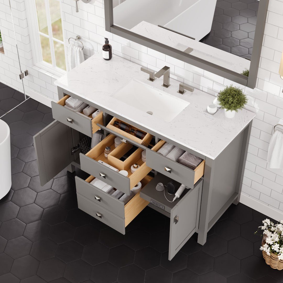 Artemis 48 in. Gray Single Sink Bath Vanity with Engineered Stone Top and Undermount Porcelain Sink - Bathroom Vanity by Eviva