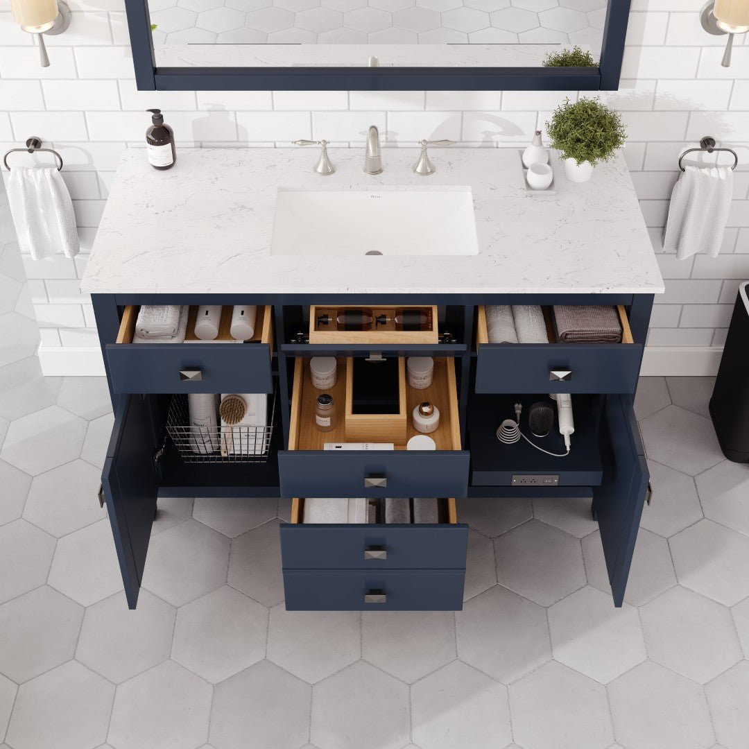 Artemis 48 in. Blue Single Sink Bath Vanity with Engineered Stone Top and Undermount Porcelain Sink - Bathroom Vanity by Eviva