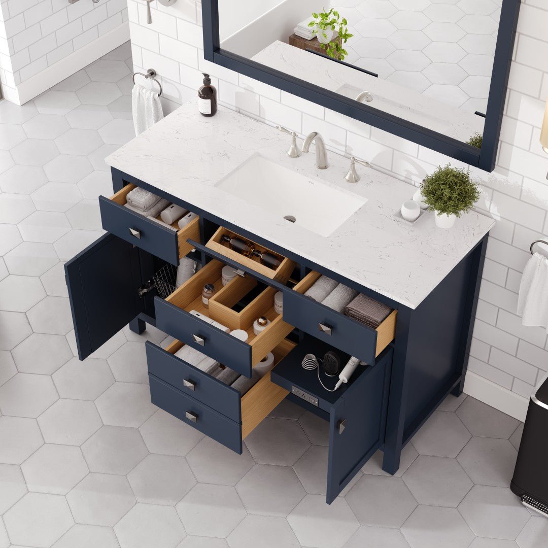 Artemis 48 in. Blue Single Sink Bath Vanity with Engineered Stone Top and Undermount Porcelain Sink - Bathroom Vanity by Eviva