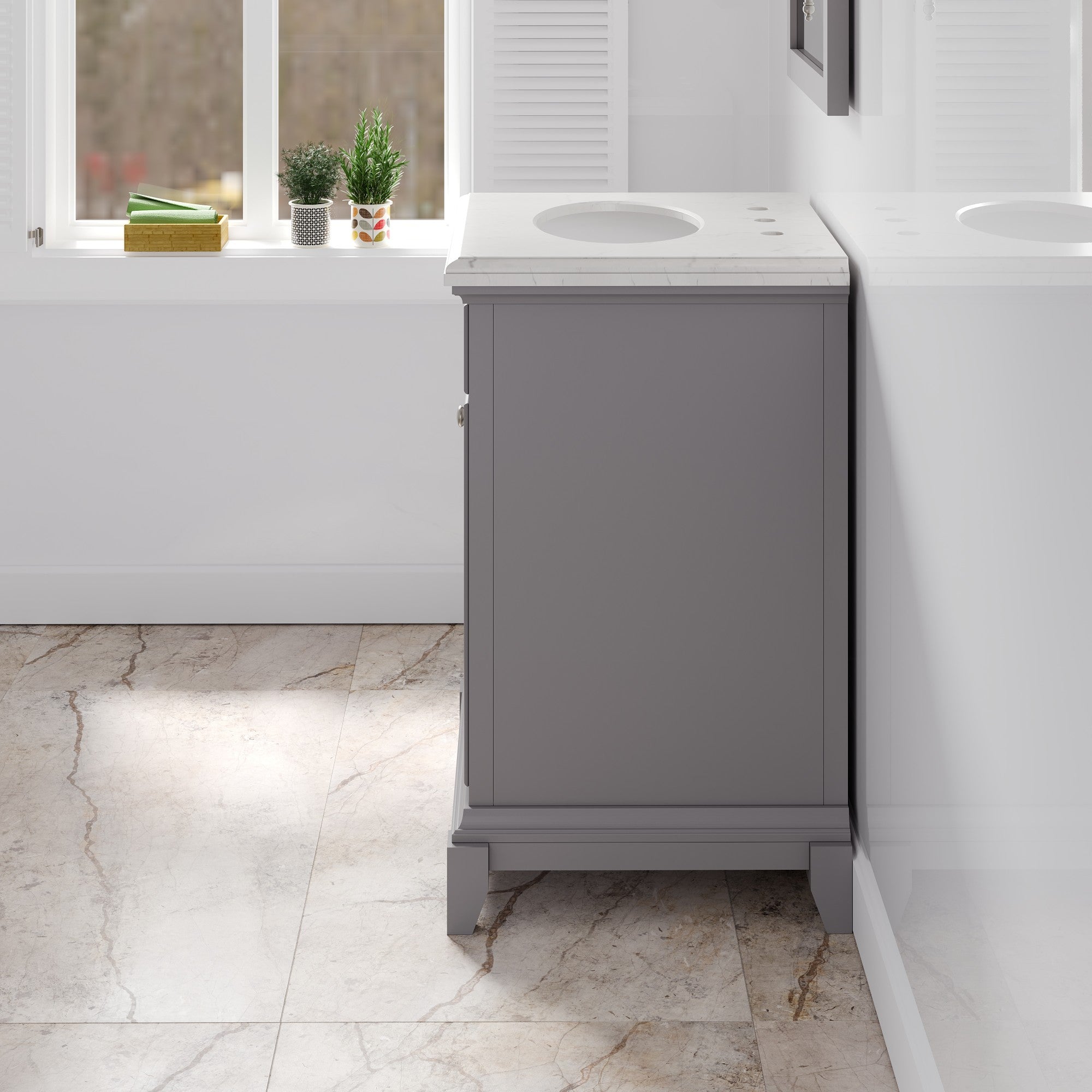 Elite Stamford 24 in. Gray Single Sink Bath Vanity with Carrara Quartz Top and Undermount Porcelain Sink